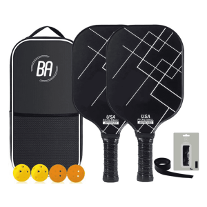 Best Active Pickleball Set – 2 Rackets & 4 Ballen – Carbon Fiberglass – Black Out